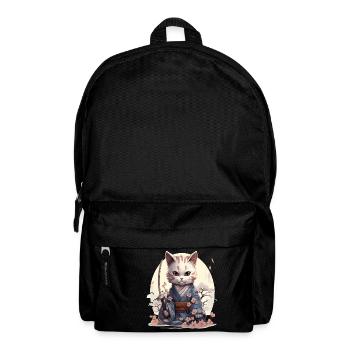 Kawaii samurai cat with katana - Backpack - black - Front