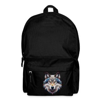 Porträt eines Wolfes im Mosaik - Rucksack - Schwarz - Vorne