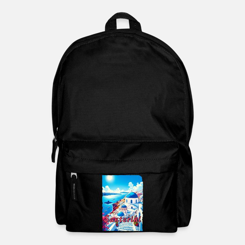 Grèce, souvenirs, vacances, Santorin - Sac à dos - noir