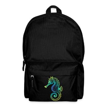Seepferdchen Farbverlauf Blau Gelb Tribal Grün - Rucksack - Schwarz - Vorne