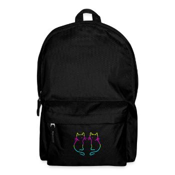 80er 90er Retro Vintage Katzen Regenbogen - Rucksack - Schwarz - Vorne