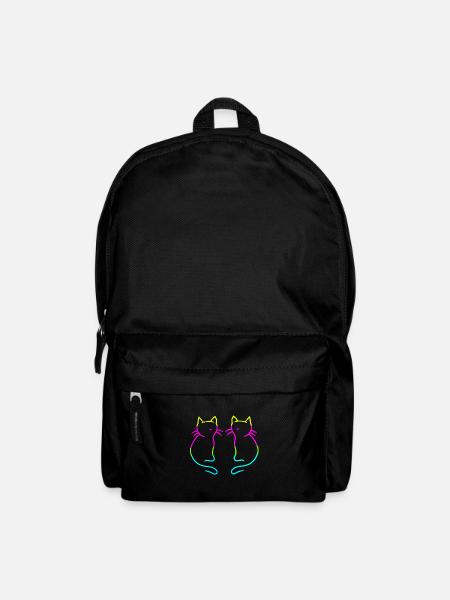 80er 90er Retro Vintage Katzen Regenbogen - Rucksack - Schwarz