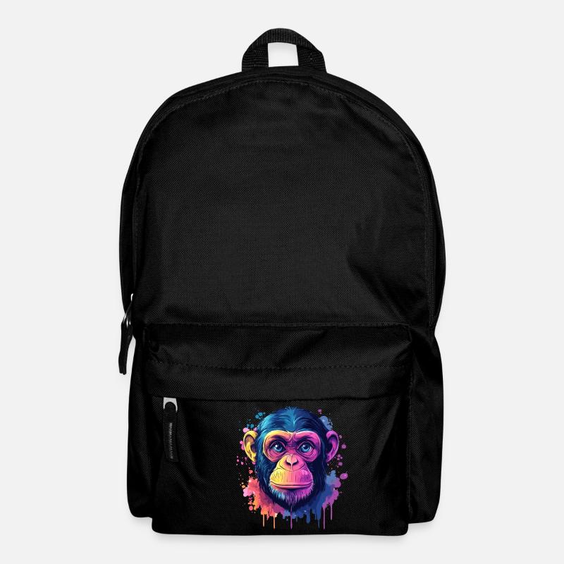 Singe psychédélique avec des couleurs éclatantes - Sac à dos - noir