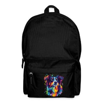 Portrait of a psychedelic Australian Shepherd - Backpack - black - Front