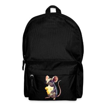 Polygon Mouse with Cheese – Cute Animal Motif - Backpack - black - Front