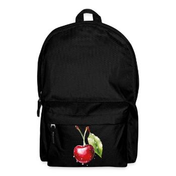 Cerise fruitée avec gouttelettes d’eau - Sac à dos - noir - Devant