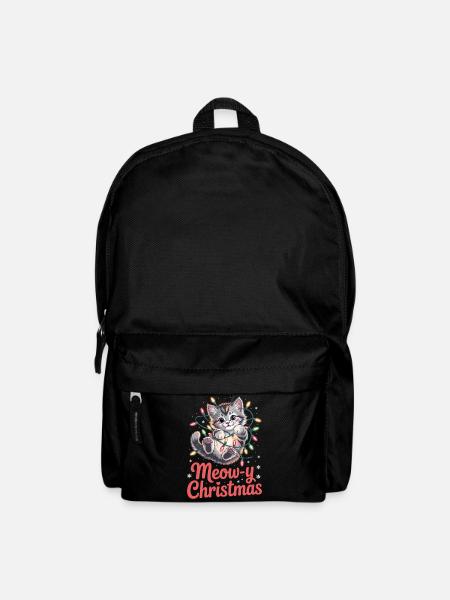 Meow-y Christmas Niedliche Weihnachtskatze - Rucksack - Schwarz