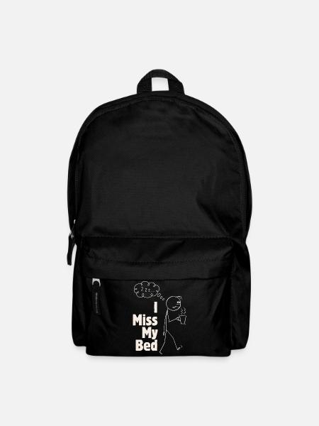 I miss the bed – funny graphics with coffee - Backpack - black