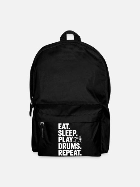 Manger. Dormir. Jouer de la batterie. Répéter. - Sac à dos - noir