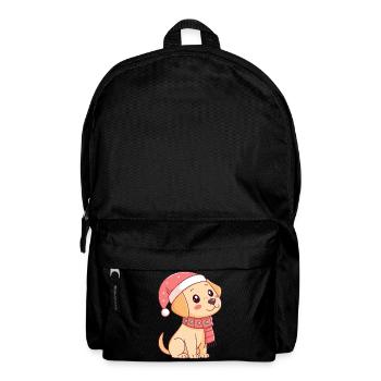 Festlicher Welpe mit Weihnachtshut - Rucksack - Schwarz - Vorne