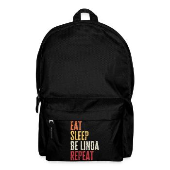Iss, schlaf, sei Linda, wiederhole Retro-Name - Rucksack - Schwarz - Vorne