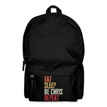 Iss, schlaf, sei Chris, wiederhole Retro-Name - Rucksack - Schwarz - Vorne