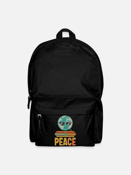 Erde mit Peace-Sonnenbrille Retro - Rucksack - Schwarz
