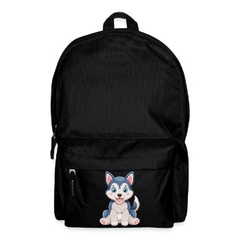 Dessin animé de chiot Husky câlin - Sac à dos - noir - Devant