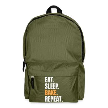Eat Sleep Bake Repeat Backen Bäcker Beruf Hobby - Rucksack - Olivgrün - Vorne