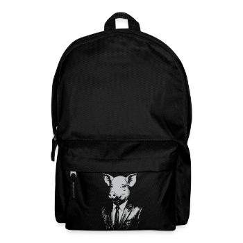 Elegantes Schwein im Anzug - Rucksack - Schwarz - Vorne