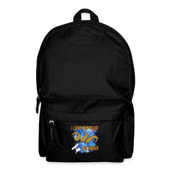 Poisson-chat Silhouette de poisson-chat Canne à pêche et éclaboussures de couleur - Sac à dos - noir - Devant
