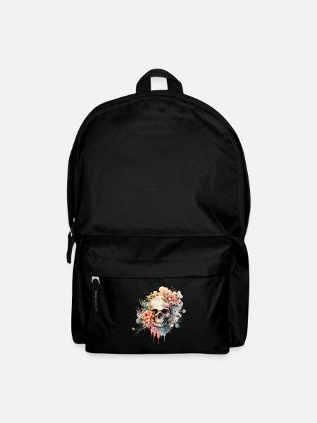 Totenkopf mit Blumen - Skull Dia De Los Muertos - Rucksack - Schwarz