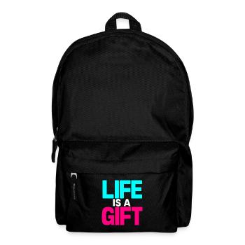 Life is a Gift Cyan and Magenta - Backpack - black - Front