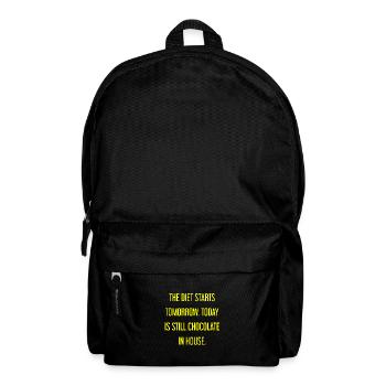 Die Diät beginnt morgen - Schokolade im Haus! - Rucksack - Schwarz - Vorne
