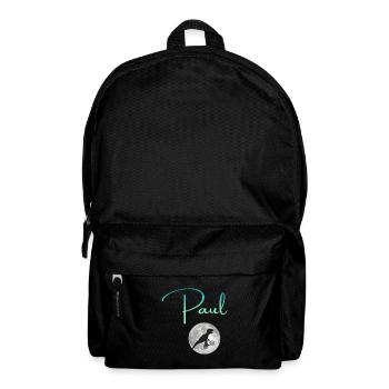 PAUL - Schöner Jungen Name mit Dinosaurier - Rucksack - Schwarz - Vorne