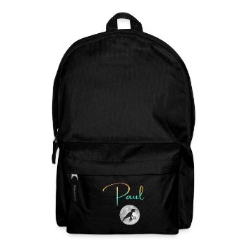PAUL - Schöner Jungen Name mit Dinosaurier - Rucksack - Schwarz - Vorne