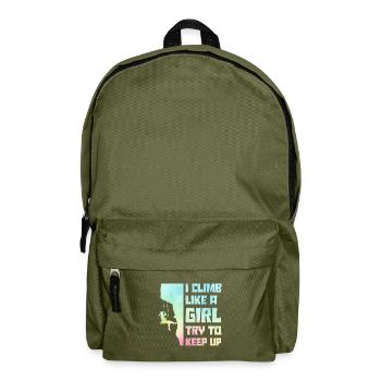I Climb Like A Girl Try To Keep Up Bouldering Clim - Rucksack - Olivgrün - Vorne