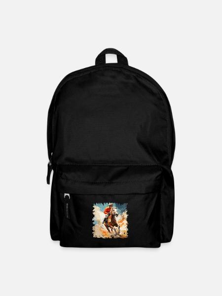 Pferde beim Galopprennen und Trabrennen - Rucksack - Schwarz