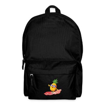 Cool Funny Pineapple Riding on Bacon - Backpack - black - Front