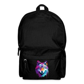 Wolf Wolfskopf Natur Wildnis Aquarell Bunt Kunst - Rucksack - Schwarz - Vorne