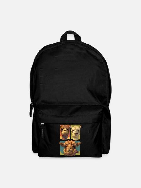 Süßes Alpaka-Trio, lustige Alpaka-Gesichter, bunt - Rucksack - Schwarz