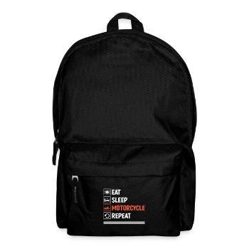 essen schlafen motorrad wiederholen motorrad biker mot - Rucksack - Schwarz - Vorne
