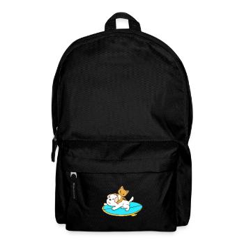 Cat rides on a dog surfboard - Backpack - black - Front
