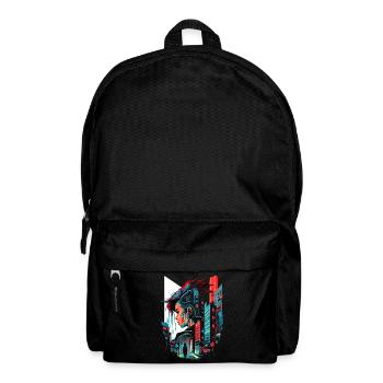 Surreal futuristic cyber comic city - Backpack - black - Front