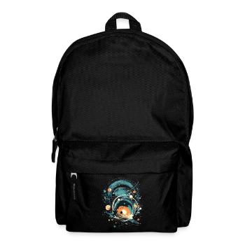 Motif d’espace rétro en bleu, turquoise, orange et beige - Sac à dos - noir - Devant