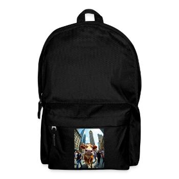 Funny Cow Selfie on a Busy City Street - Backpack - black - Front