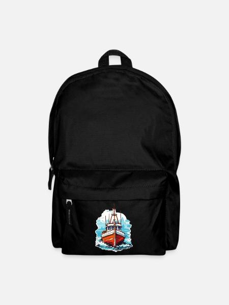 Vintage Motorboot in Blau und Weiß - Rucksack - Schwarz