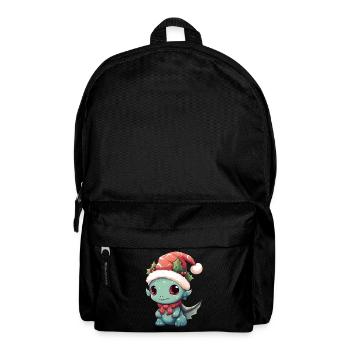 Weihnachtliches Lachen: Fröhlicher Drache mit - Rucksack - Schwarz - Vorne