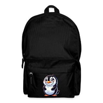 mignon pingouin dessin animé sourire rire joie - Sac à dos - noir - Devant