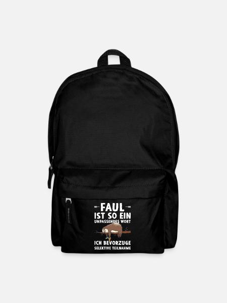 Faultier Sprüche Faul sein Chillen Relax Pizza - Rucksack - Schwarz