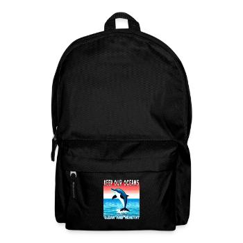 Delfin Umweltschutz ist wichtig - Rucksack - Schwarz - Vorne