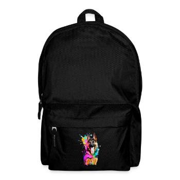 Farbkleckse Schäferhund - Rucksack - Schwarz - Vorne
