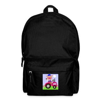 Cute pig riding on a tractor - Backpack - black - Front