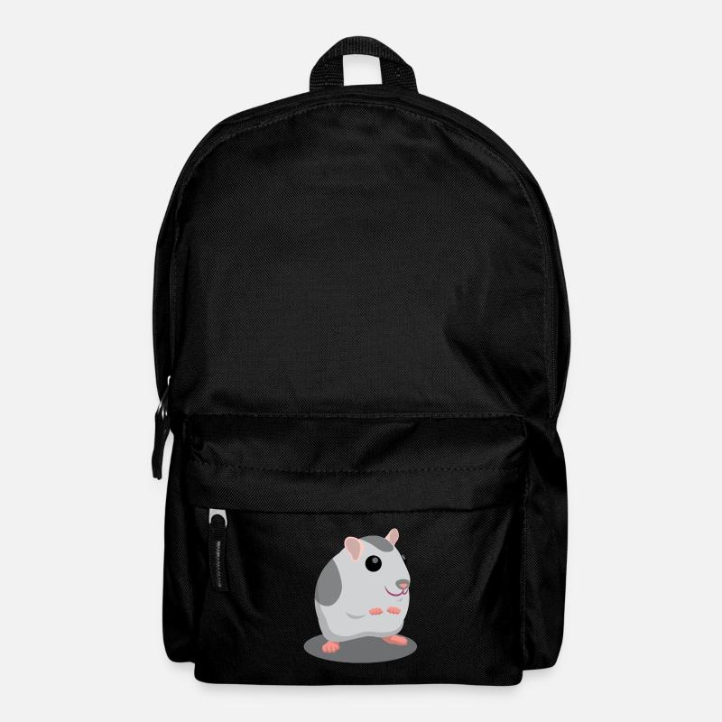 Cute gray hamster cartoon - Backpack - black