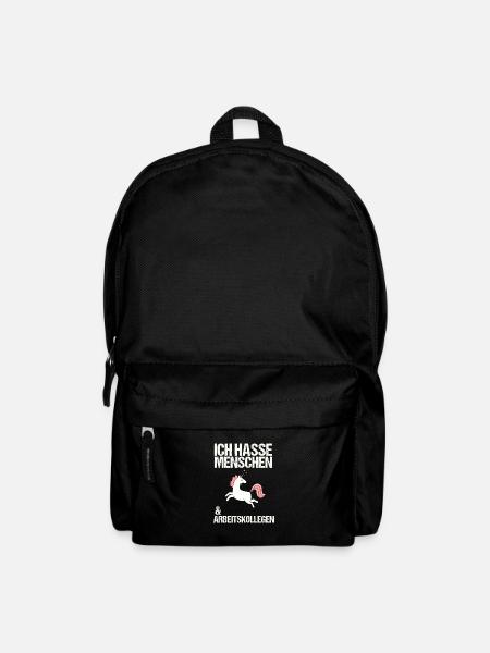 Ich hasse Menschen & Arbeitskollegen Spruch - Rucksack - Schwarz