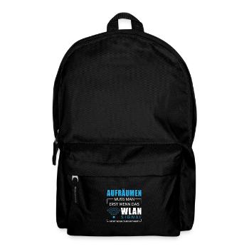 WLAN Signal Spruch Aufräumen Wireless Aufräumen - Rucksack - Schwarz - Vorne
