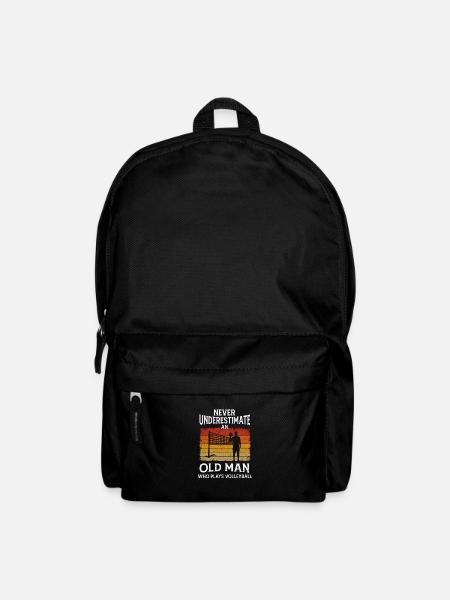 Never Underestimate An Old Man Plays Volleyball - Backpack - black
