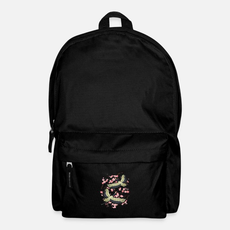 Cherry Blossom Japanese Art Bird Crane Japan Lover - Backpack - black