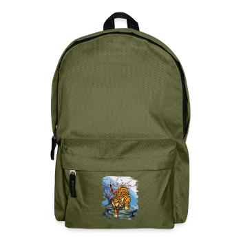 Japan Tiger Kirschblüte Japanische Kunst - Rucksack - Olivgrün - Vorne
