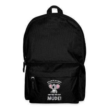 Schlafmütze Faulenzen Schlafen Pyjama Koala - Rucksack - Schwarz - Vorne